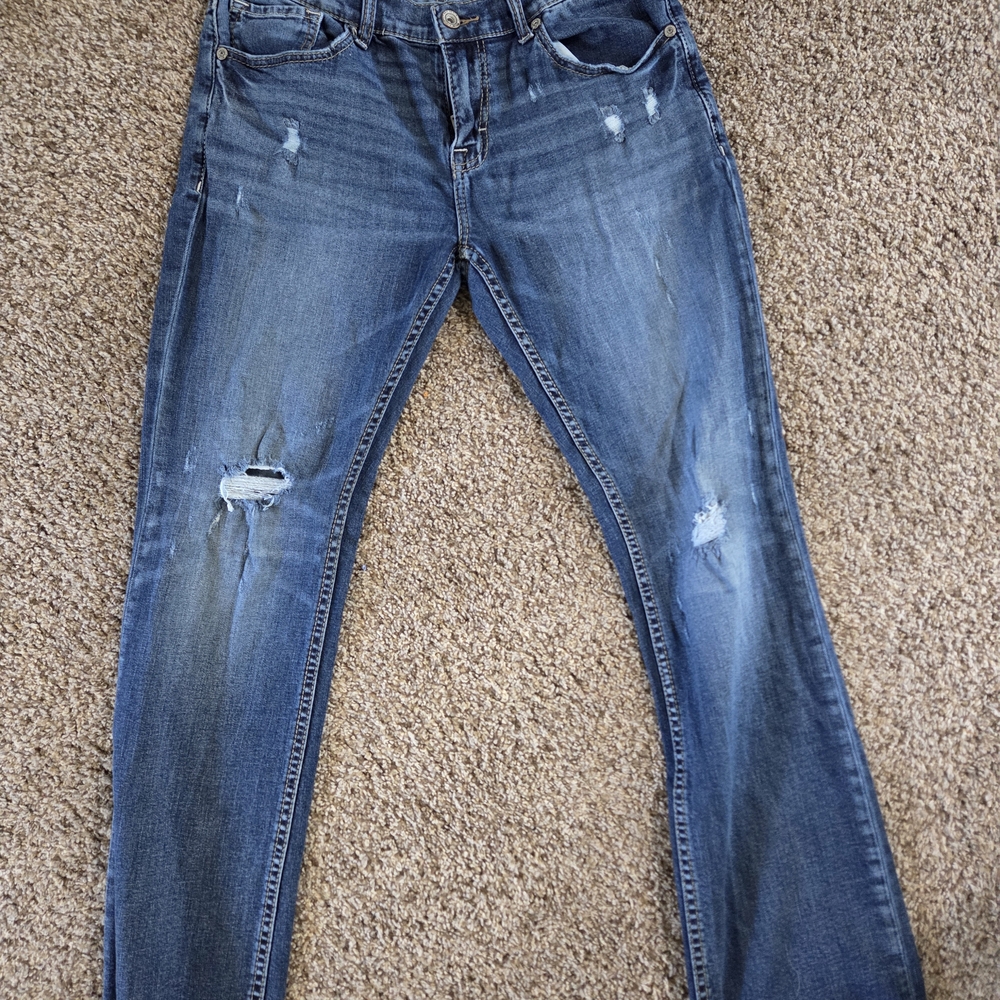 BKE Women's Distressed Blue Skinny Jeans